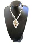 Online wholesale jewelry store. Beaded fashion necklace in white and tan color with bead and shell designed pendant