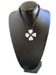 Bali jewelry store supply. Sea shell pendant in flower design with heart shaped petals with matching black beads