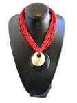 Sexy style shell pendant jewelry wholesale outlet sells necklace with beautiful multi red beads