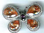 Beauty jewelry store supply factory. Silver butterfly pin with cz gems 