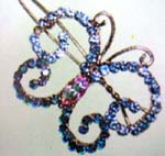Cz gemstone brooch supply company sells Fashion barrette style pin in butterfly design with blue crystals 