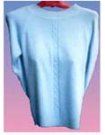 Womens clothing wholesale catalog supplies Baby blue long sleeved sweater with crisscross design down center