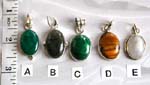 Precious gem jewelry wholesale supply store. Oval gemstone pendants with sterling silver backing
