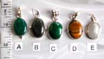 Online fashion gemstone pendant jewelry outlet. Sterling silver necklace with oval shaped semi precious stones