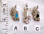 Animal lover silver necklace wholesale supplier. Animal shaped silver pendant with colored gemstone in center